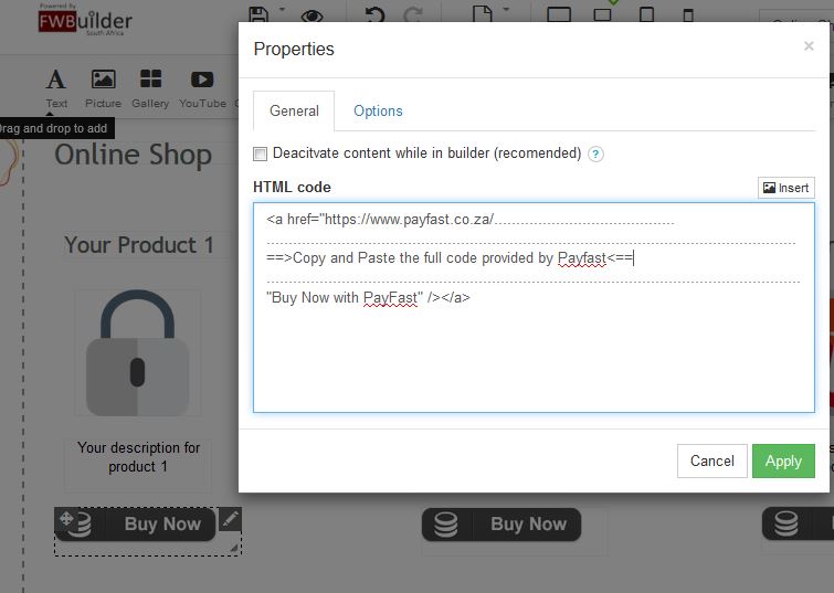 Add payfast button to website Add payfast button to website