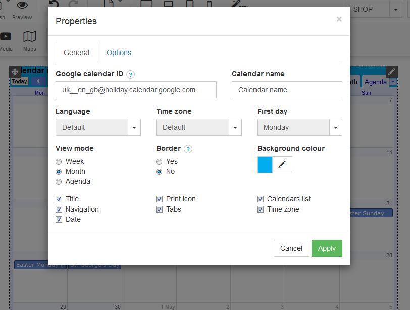 Adding a google calendar to your website